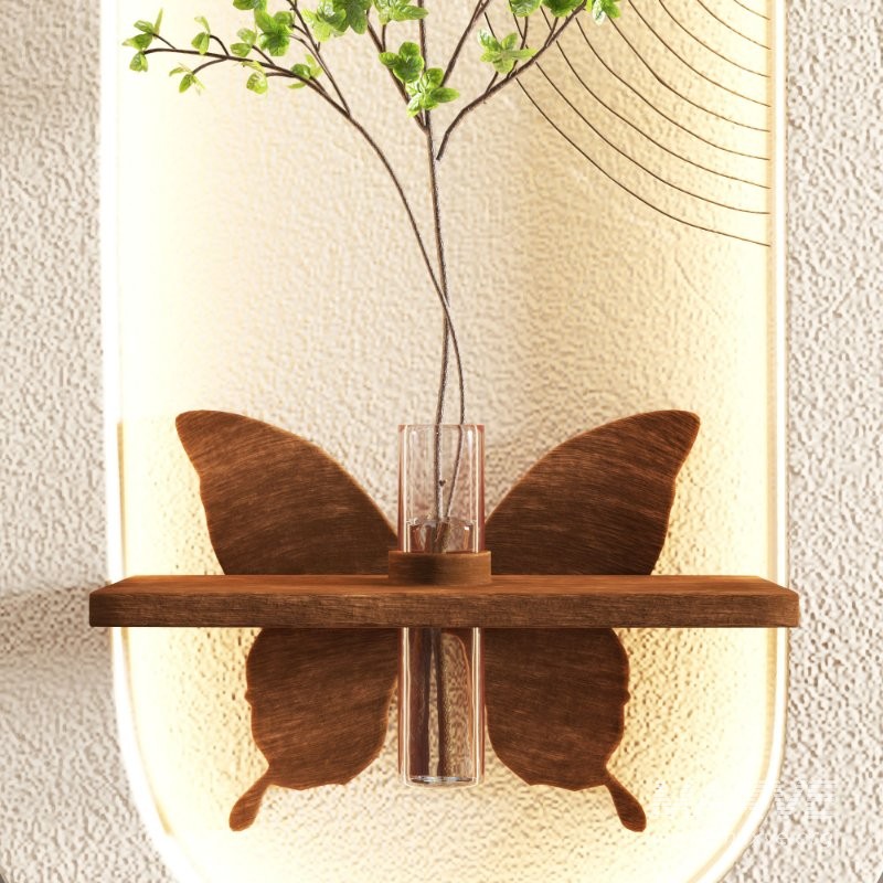 Wall Niche Decor Butterfly Shelf Green Branch - Image 5