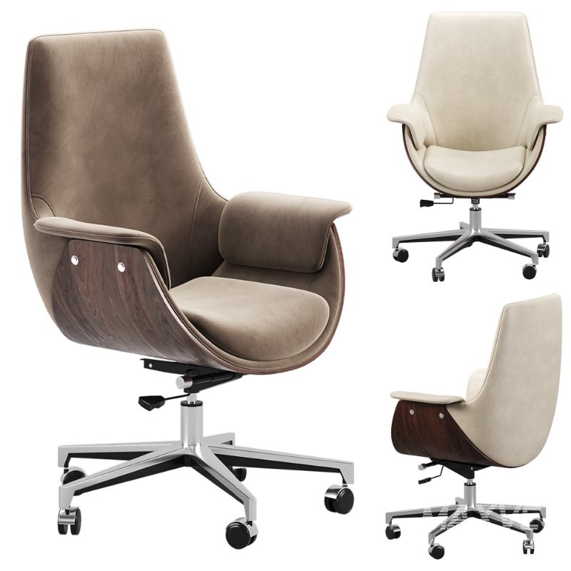 Gray Leather Modern Home Office Chair - Image 7