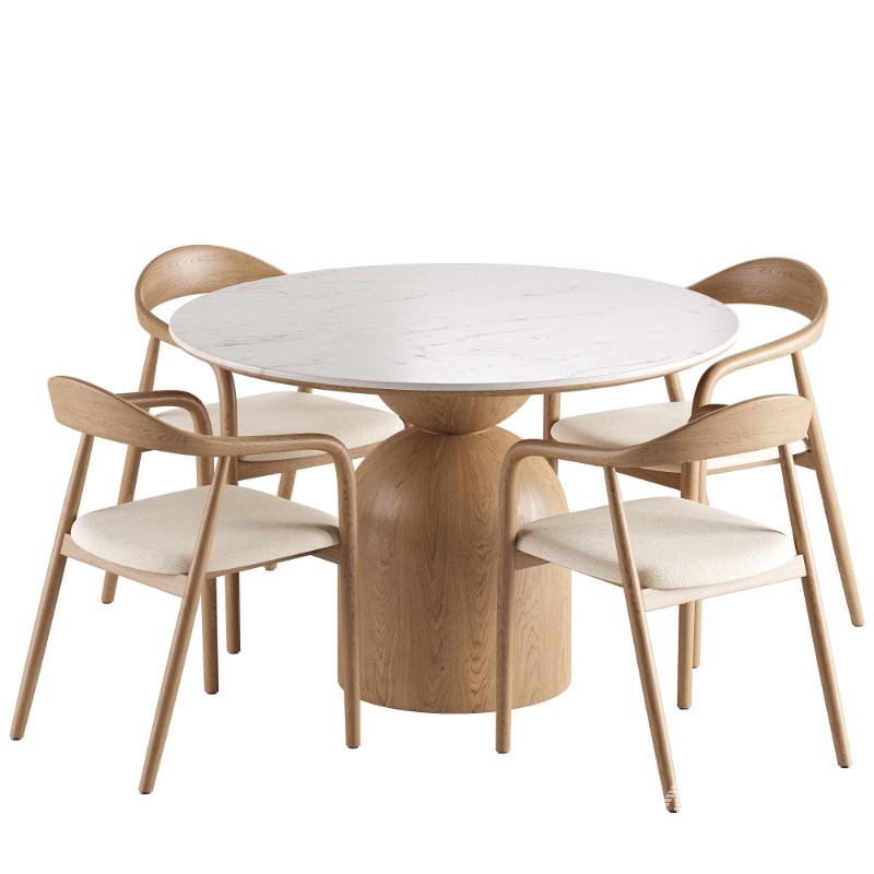 Noris Fabric Dining Chair and Sigrid Dining Table - Image 6