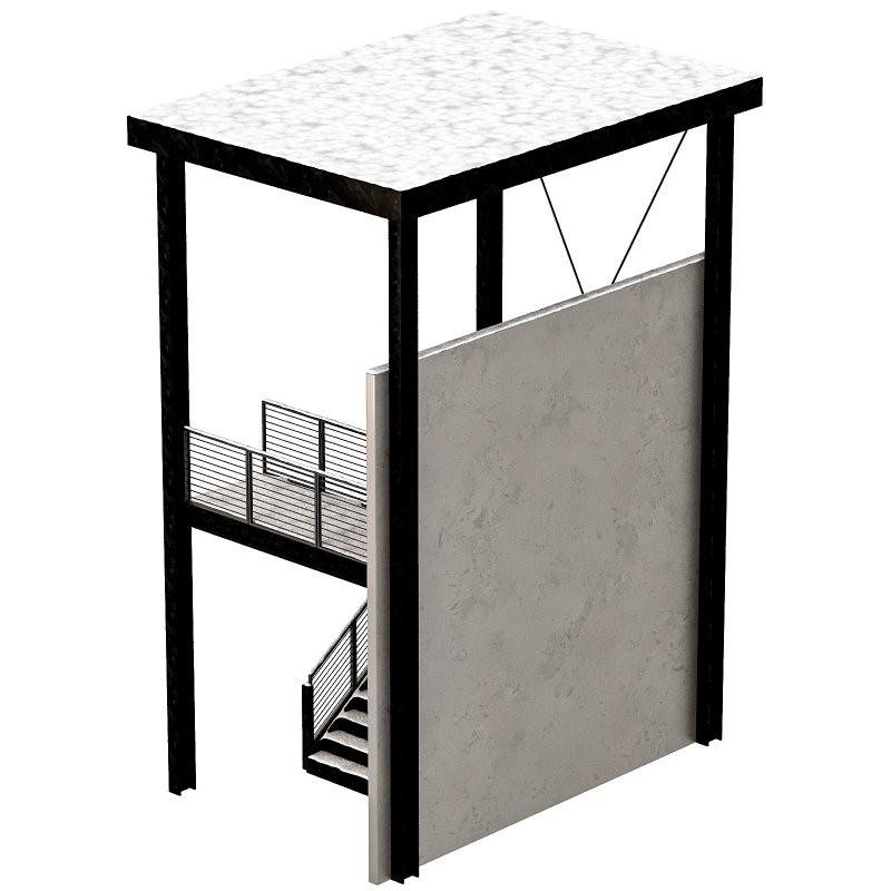 Snowy Factory Staircase - Image 1