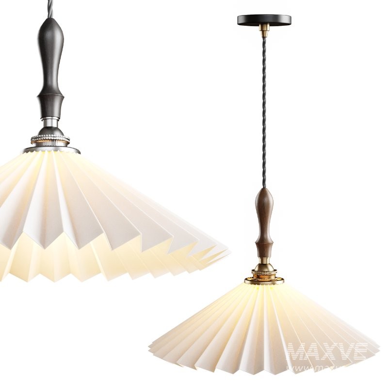 Vintage Pleated Pendant Lampshade Chandelier - Image 1