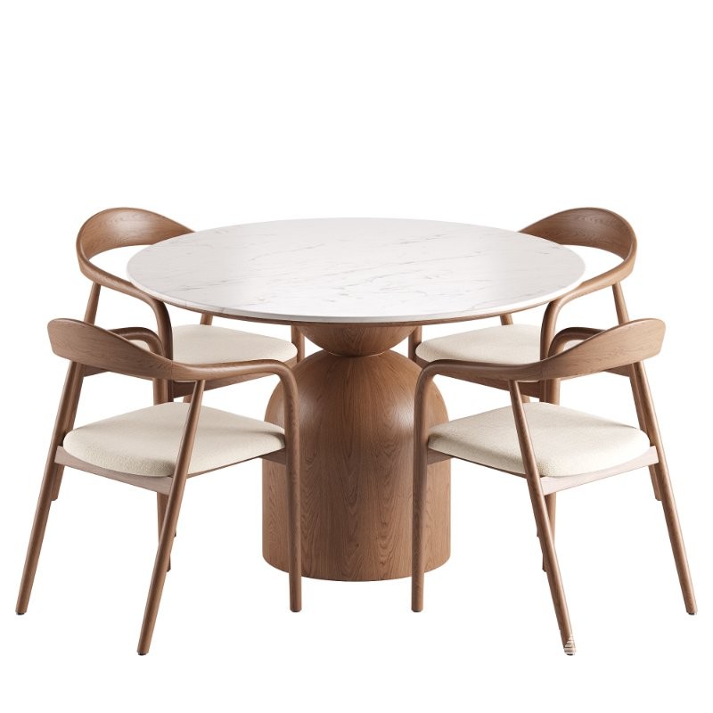Noris Fabric Dining Chair and Sigrid Dining Table - Image 1