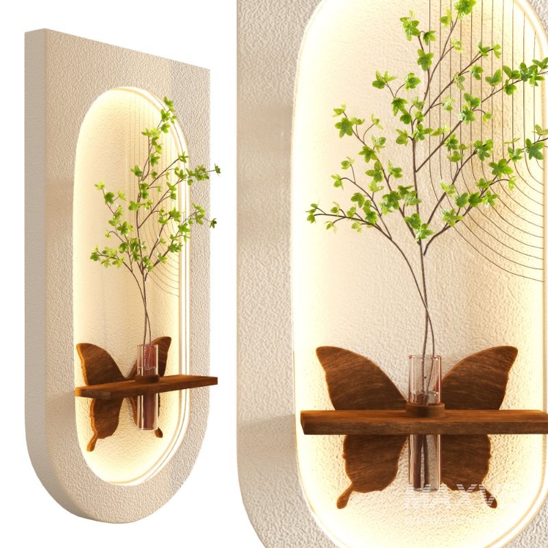Wall Niche Decor Butterfly Shelf Green Branch - Image 2