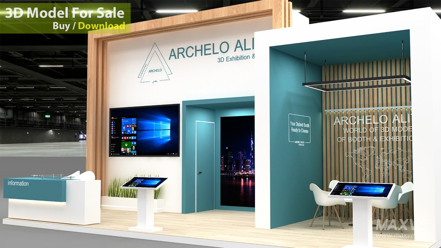minimal exhibition booth 3d model - Image 6