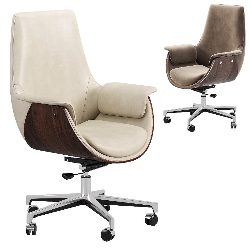 Gray Leather Modern Home Office Chair - Image 2