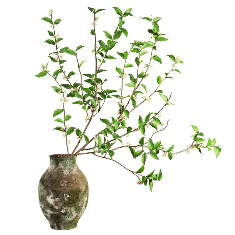 Blooming Twig Arrangement in Antique Pot - Image 2