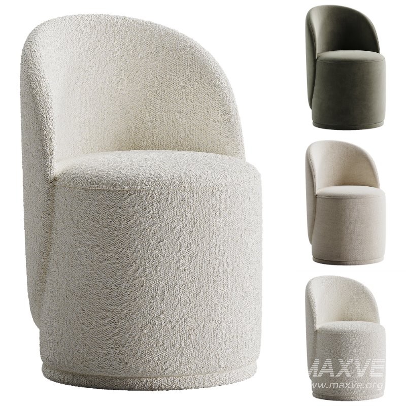 Loreen pouf with a rotating back boucle white - Image 3