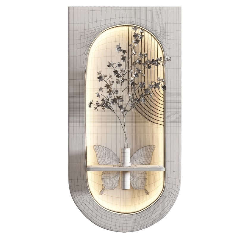 Wall Niche Decor Butterfly Shelf Green Branch - Image 1