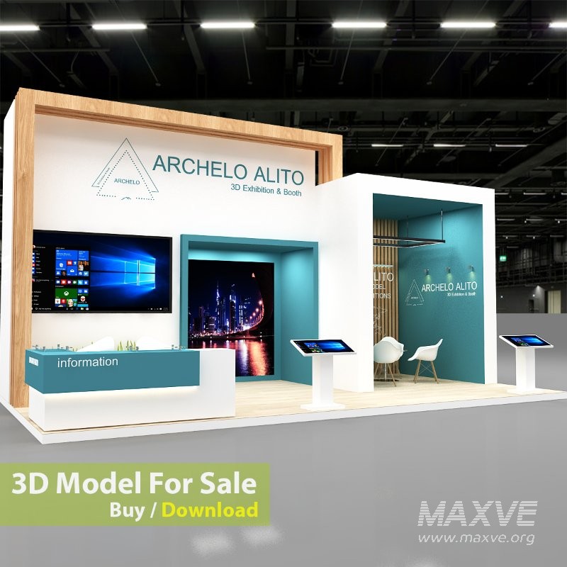 minimal exhibition booth 3d model - Image 4