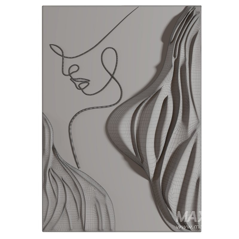 Modern Wall Art Abstract Woman Face Line Sculpture - Image 1