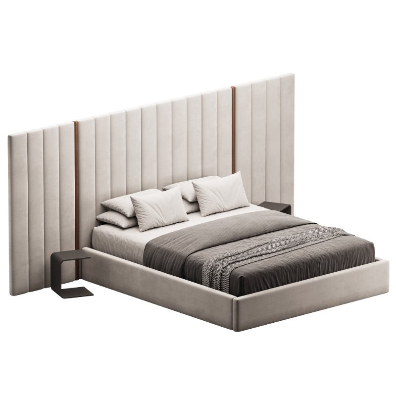 Summerton Murmur White Fabric King Bed – Toffee Brown Ash - Image 2