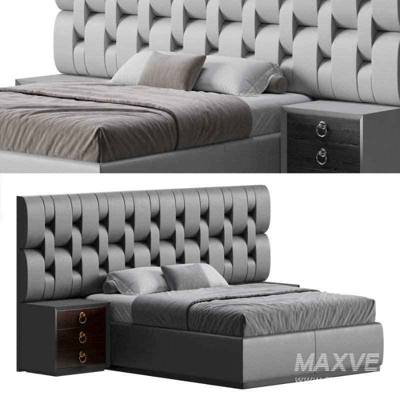 Contemporary Black Wood Queen Bed - Image 1