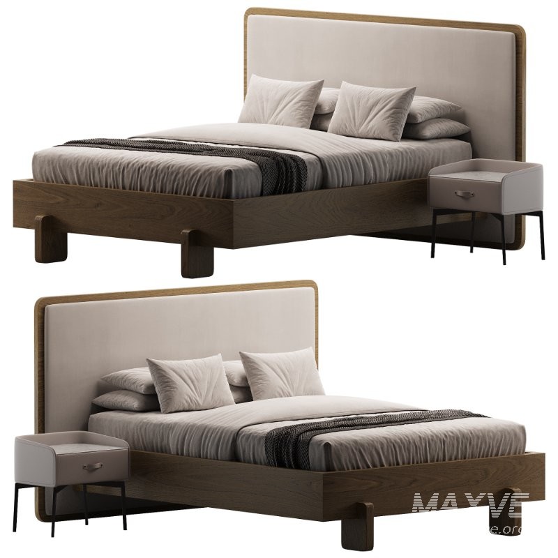 Designer bed made of solid oak - Image 1