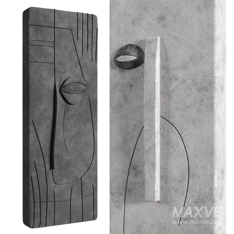 Minimalist Abstract Face Relief Wall Sculptures - Image 3
