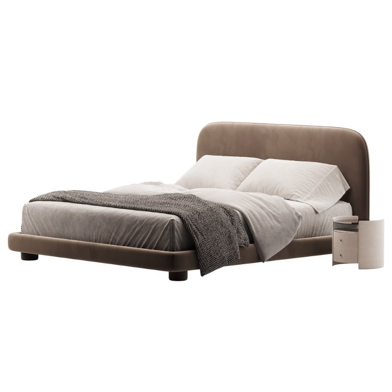 Flore Boucle Round Shaped Headboard Bed Frame - Image 4