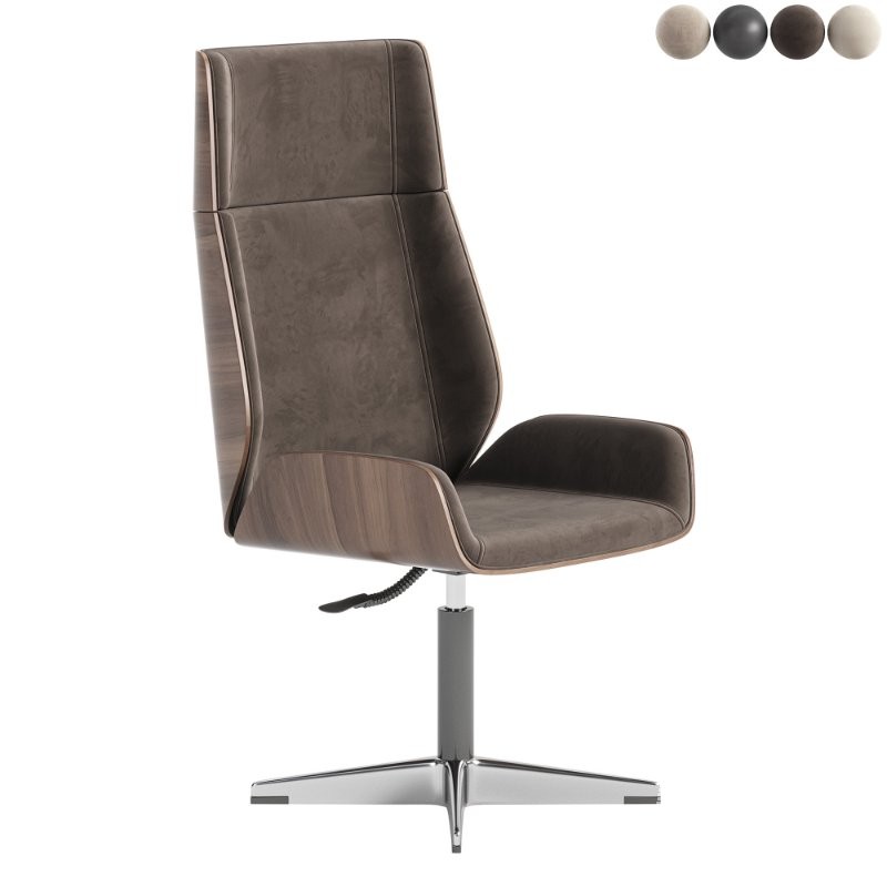 Black Leather Modern Home Office Chair - Image 1