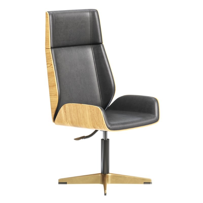 Black Leather Modern Home Office Chair - Image 2