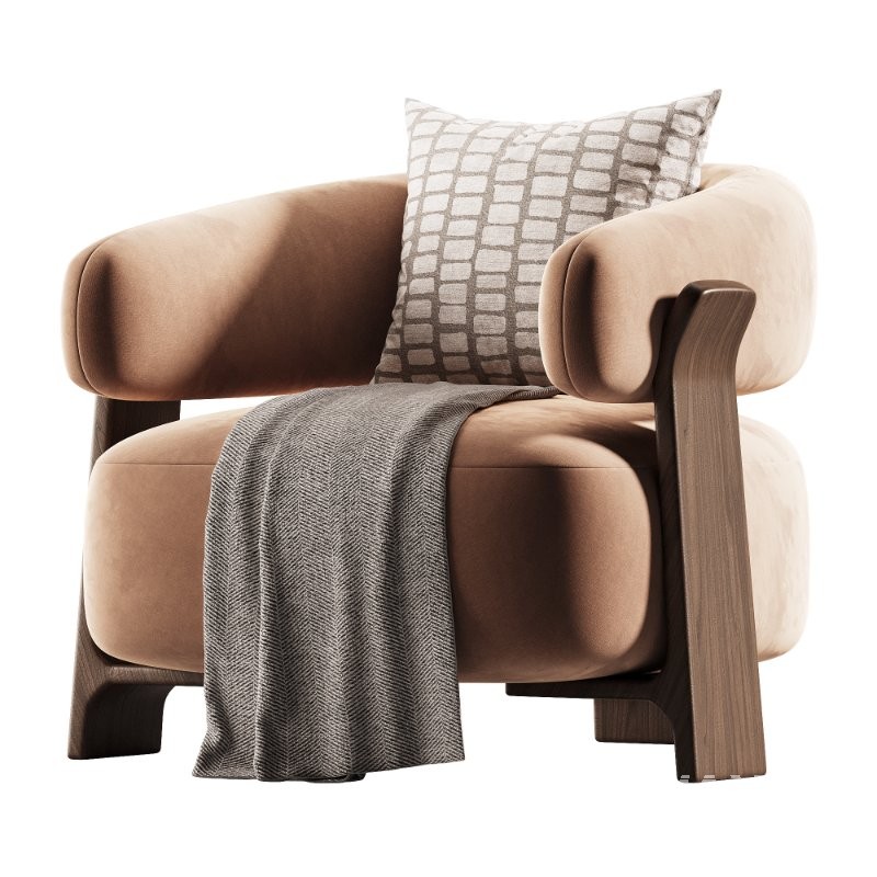 Granite beige chenille armchair - Image 2