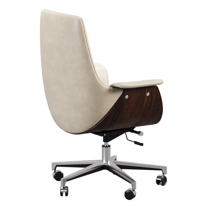 Gray Leather Modern Home Office Chair - Image 4
