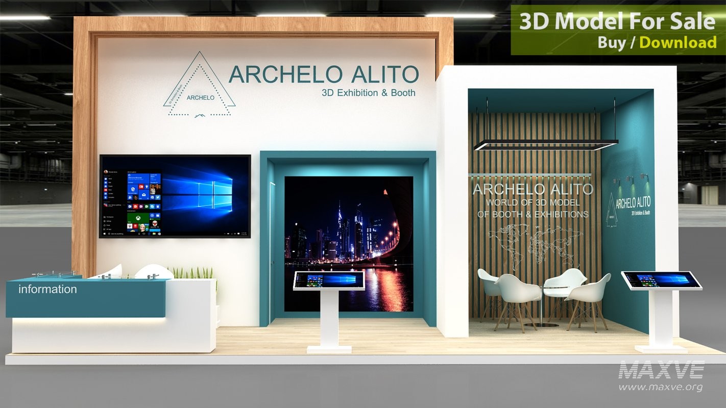minimal exhibition booth 3d model - Image 3
