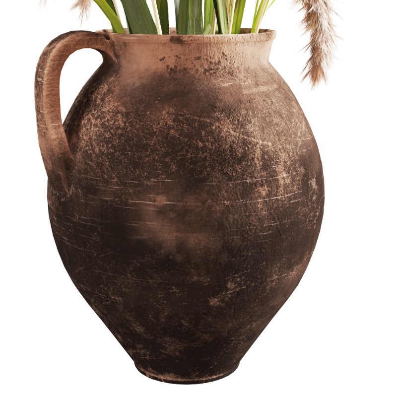 Handcrafted Earthenware Jug with Dried Pampas - Image 1