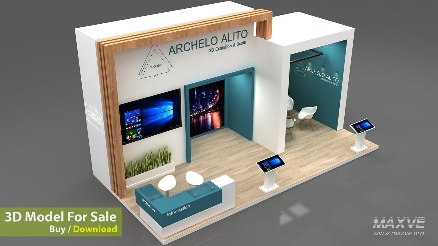 minimal exhibition booth 3d model - Image 8