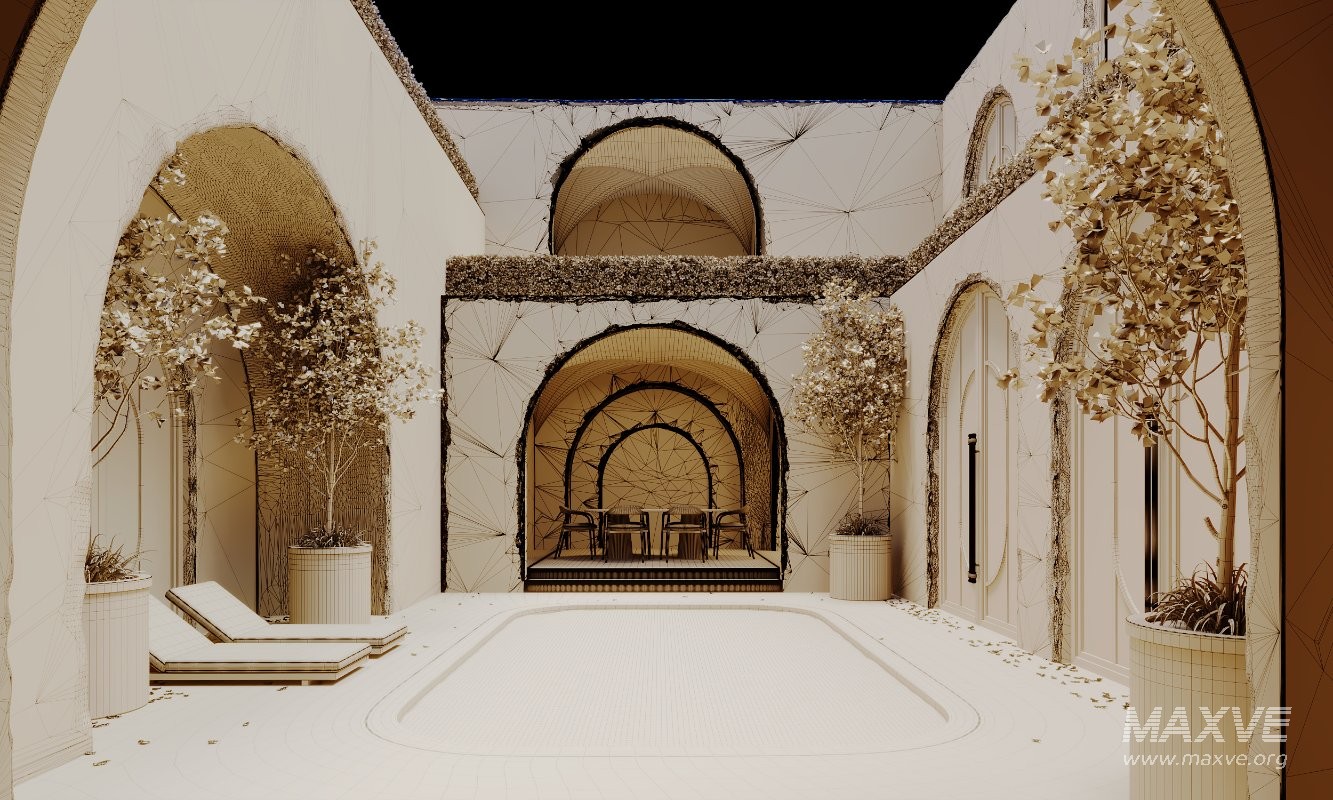 Elegant Moroccan–Mediterranean Courtyard Pool - Image 2