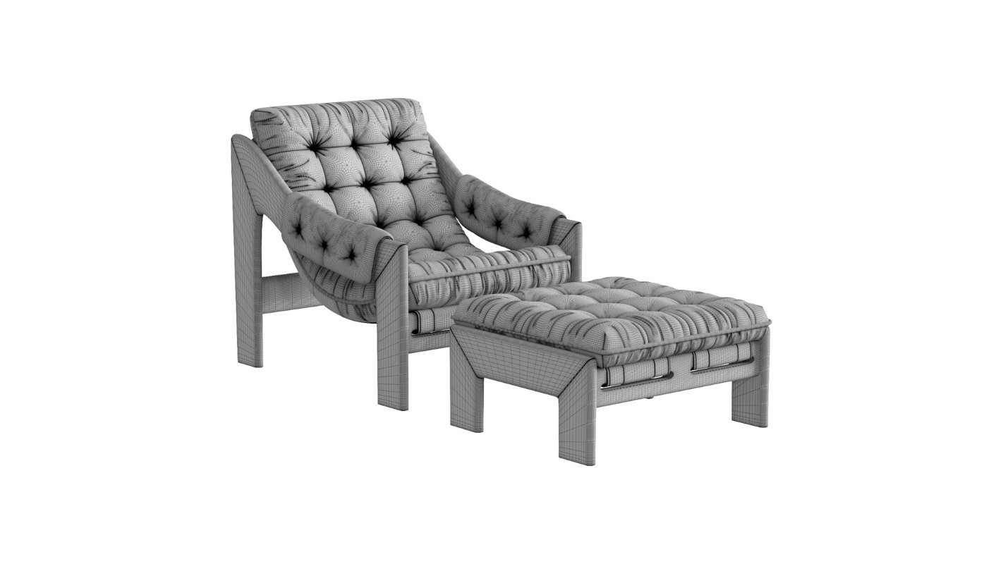 Four Hands Halston Chair with Ottoman - Image 5