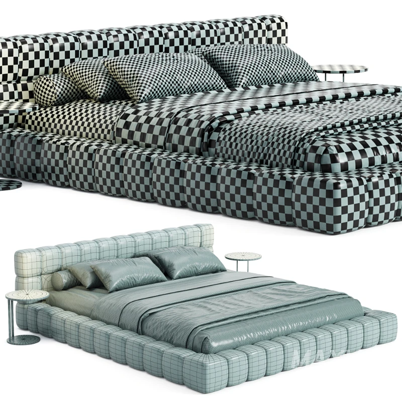 Aurora Technical Fabric Contemporary Bed Frame Queen Size - Image 6