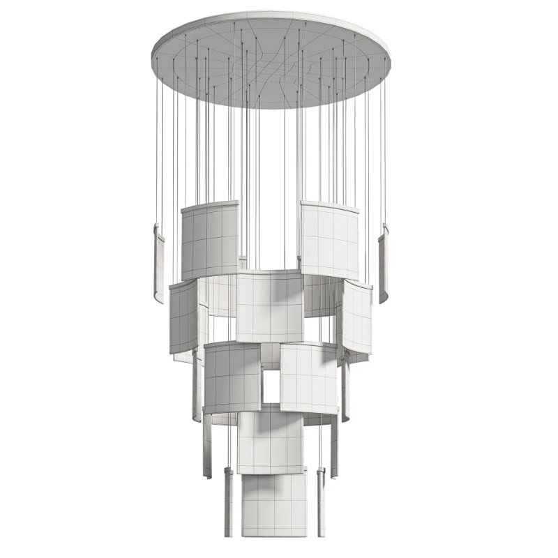 Designer Tile Chandelier For Foyer And High Ceiling Living Room - Image 2