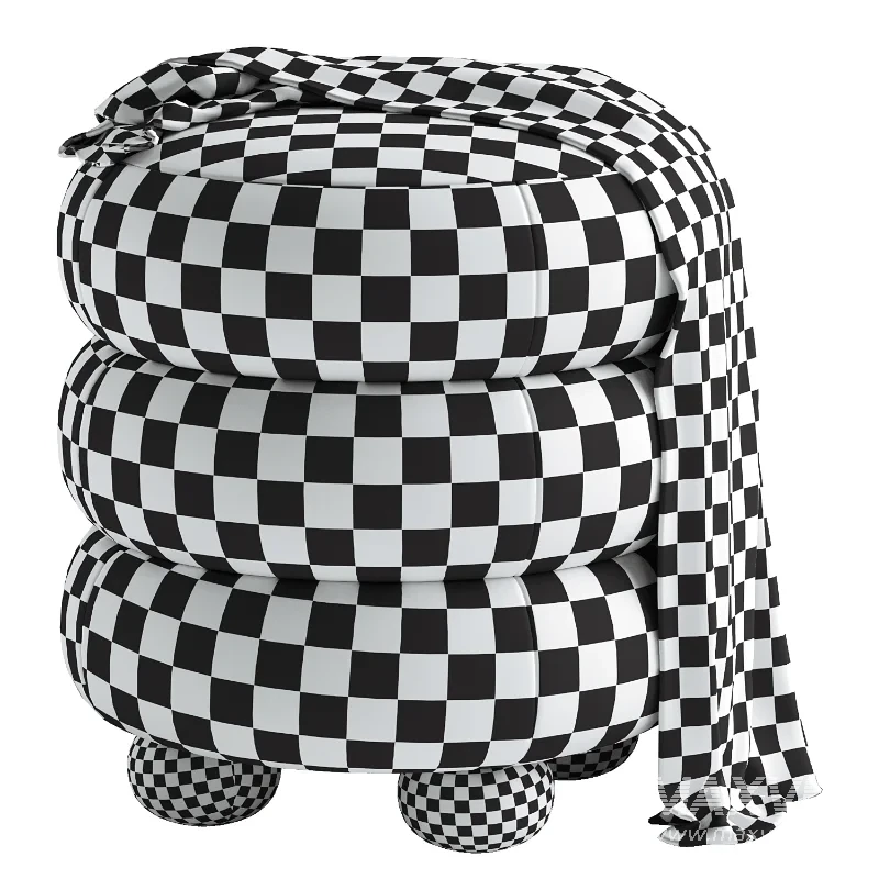 Stefanie Taupe Velvet Ottoman - Image 1