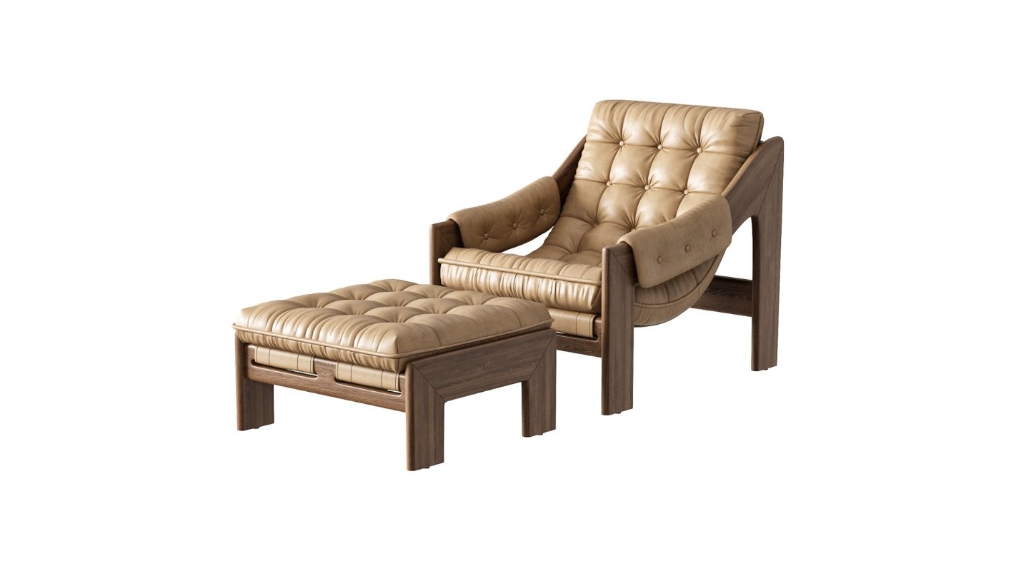 Four Hands Halston Chair with Ottoman - Image 2