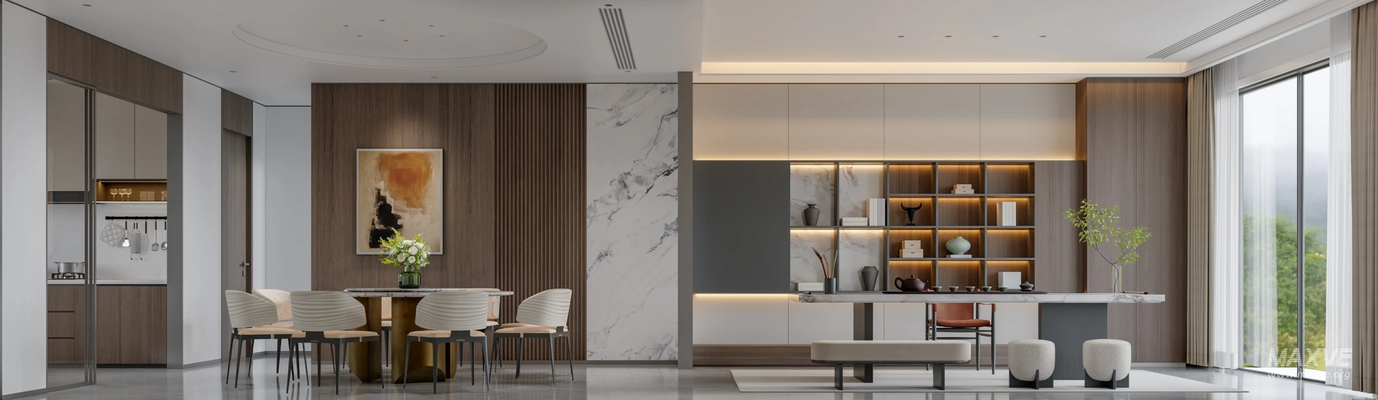 Modern villa living room and dining room interior - Image 5