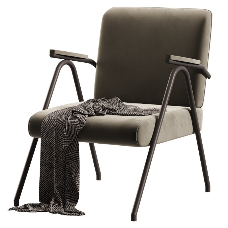 Simple Solid Color Arm Chair with Tight Back in Gray - Image 4