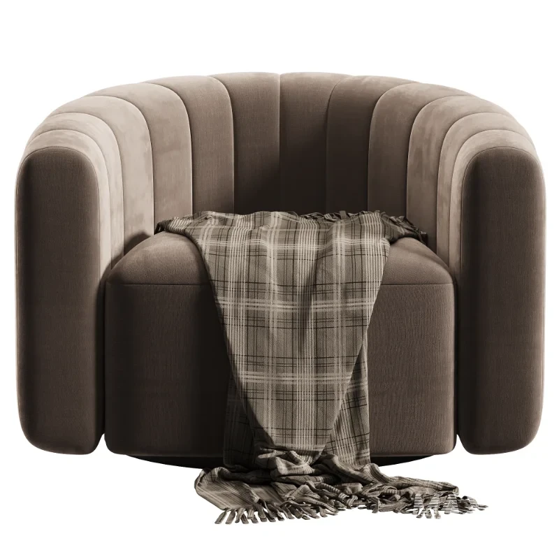 Fitz Channeled Green Velvet Swivel Chair - Image 2