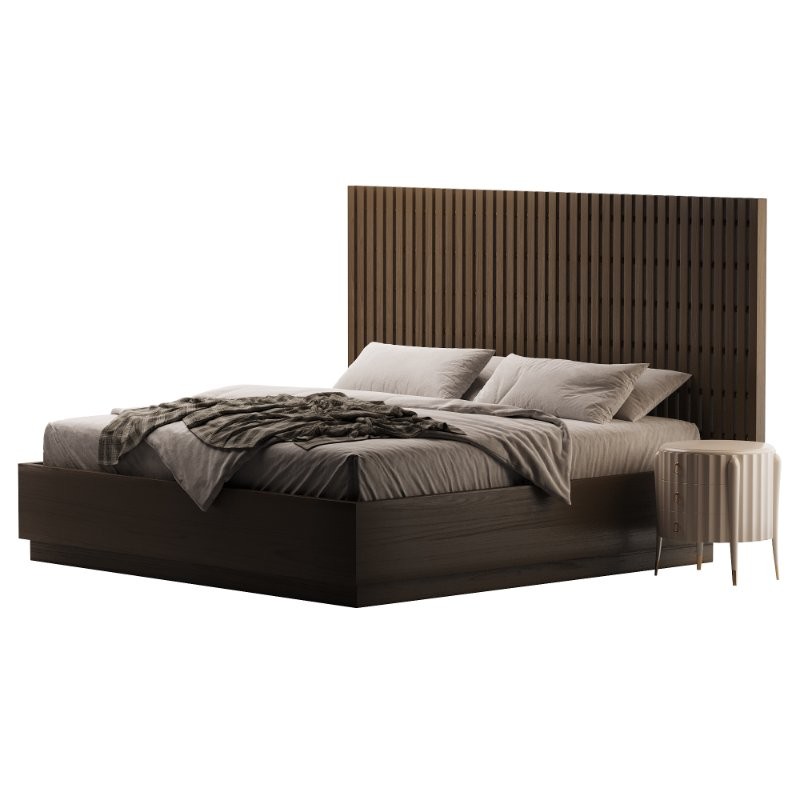 Batten White Oak King Plinth Base Bed - Image 3