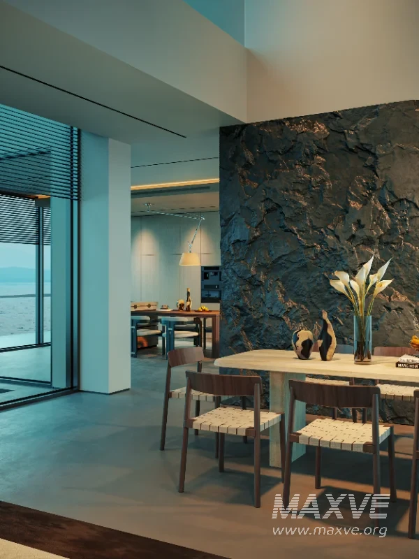 Modern villa living room and dining room interior - Image 3