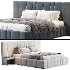 Areli Gray Blue Velvet Luxury Wide Headboard Bed - Thumbnail 5