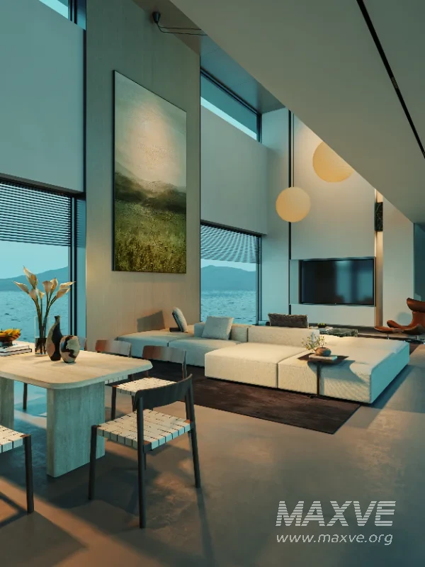 Modern villa living room and dining room interior - Image 6