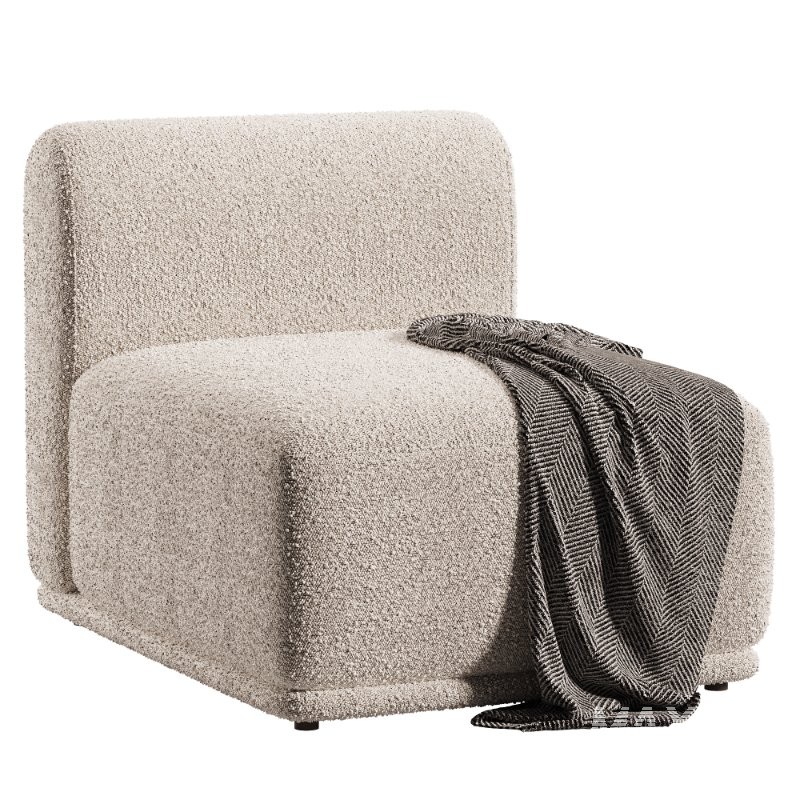 Sylvie Cream Boucle Armless Chair - Image 2