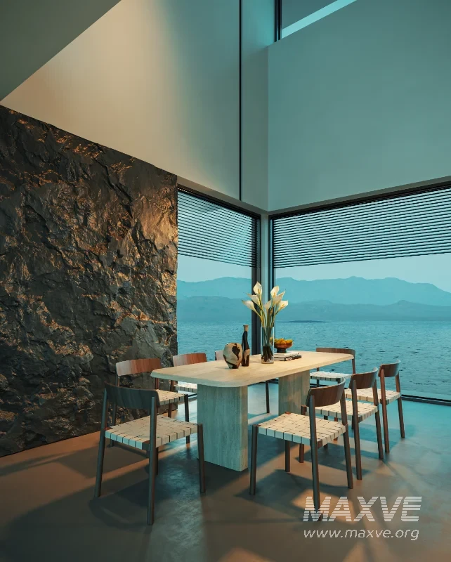 Modern villa living room and dining room interior - Image 8