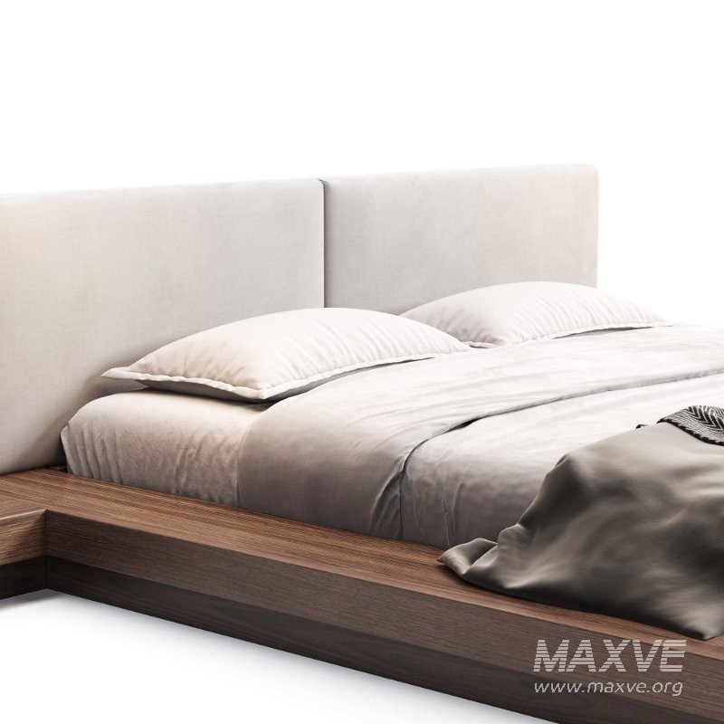 Elegant Leather Platform and Headboard Bed - Image 1