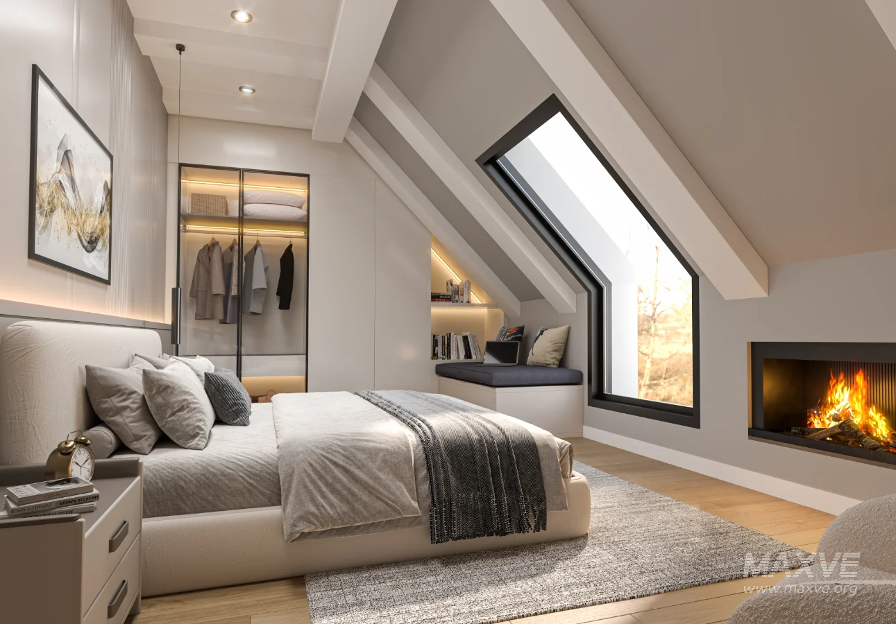 Cozy Modern Attic Bedroom - Image 1