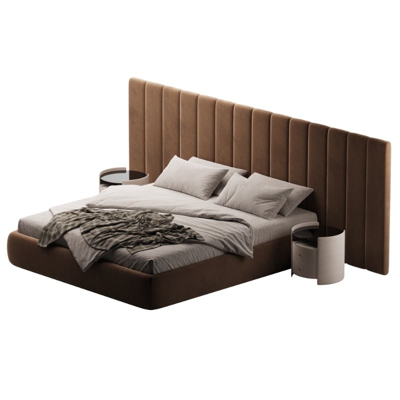 Rune King Bed Beige Velvet - Image 4