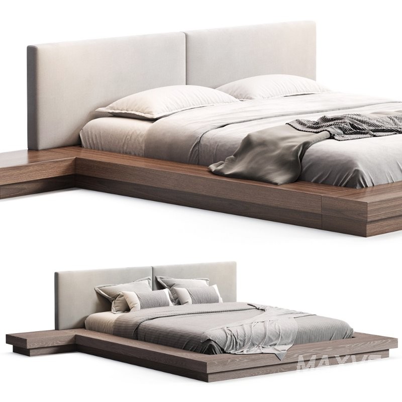 Elegant Leather Platform and Headboard Bed - Image 3