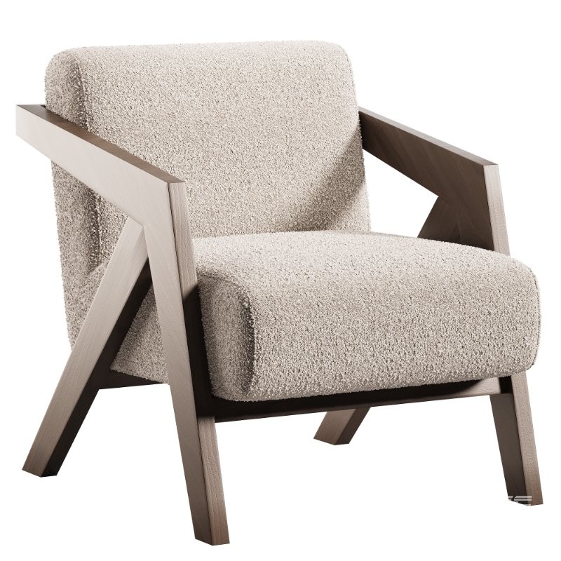 Simple Solid Color Arm Chair with Cushion Back and Light Gray - Image 1