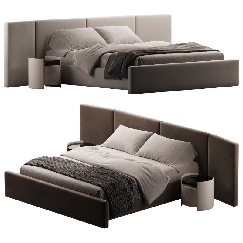Apogee Bed Camel Velvet - Image 1