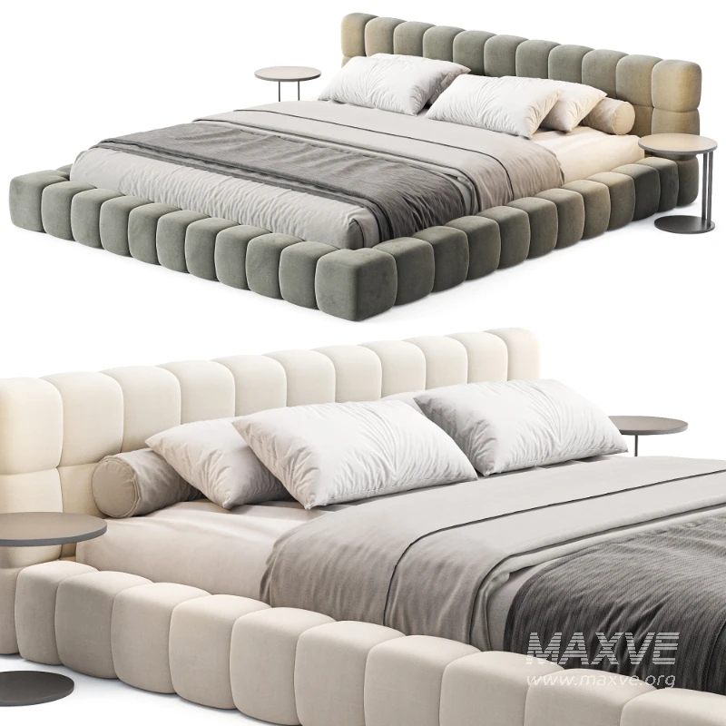 Aurora Technical Fabric Contemporary Bed Frame Queen Size - Image 4