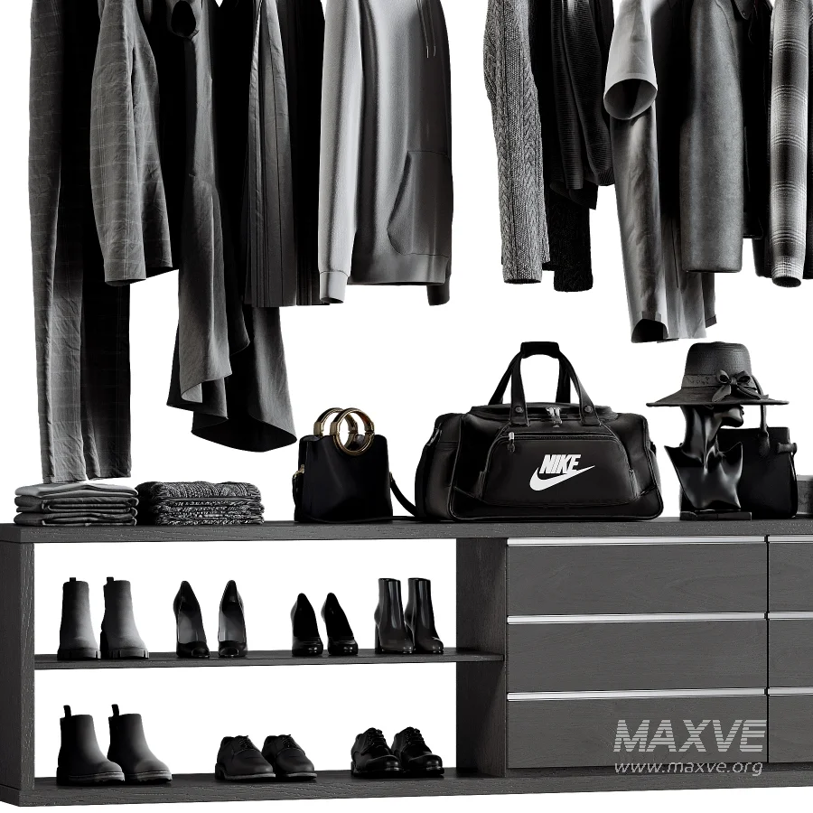 Minimal Luxury Wardrobe Display – Clothing, Shoes and Accessories 08 - Image 1