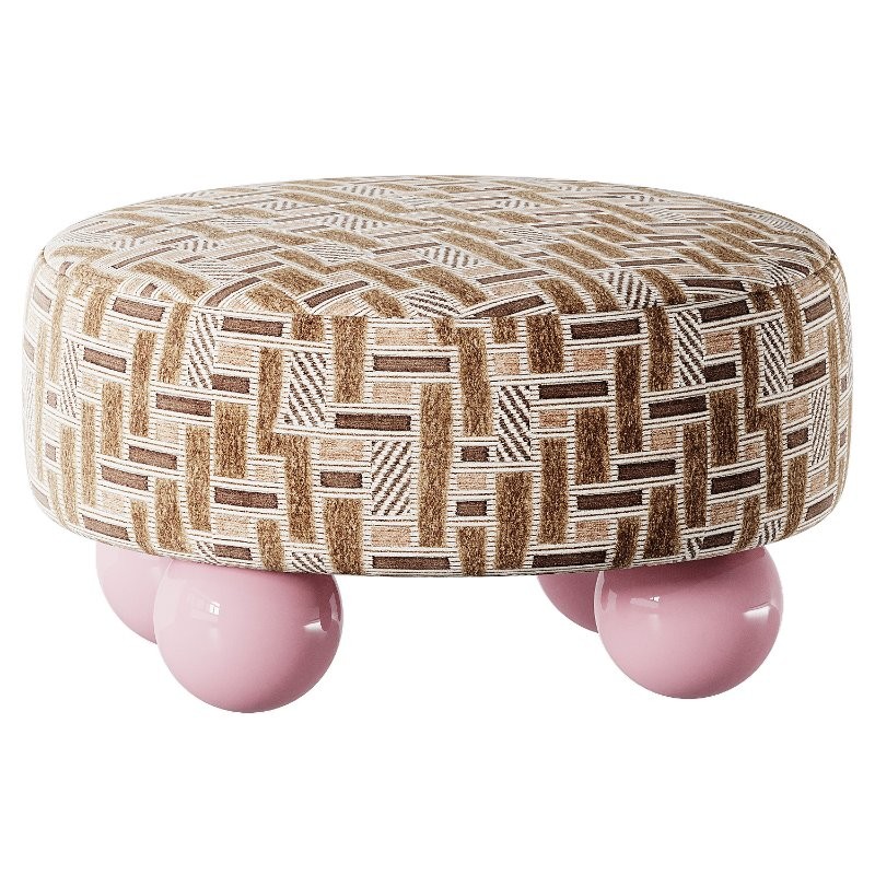 A small ottoman on pink legs - Image 4